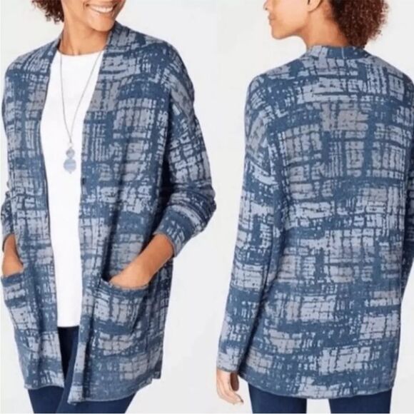 PureJill by J. Jill Indigo Blue Relaxed Open Cardigan Women’s Size SP - Picture 1 of 13